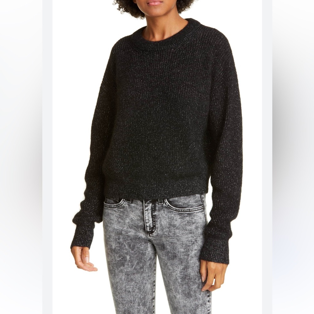 VERONICA BEARD Size S Black MELINDA KNIT PULLOVER CREW NECK Baby Alpaca/ Mohair